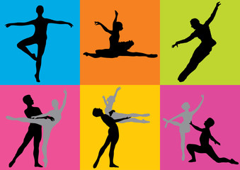 Silhouette dancers (man and woman are separated)