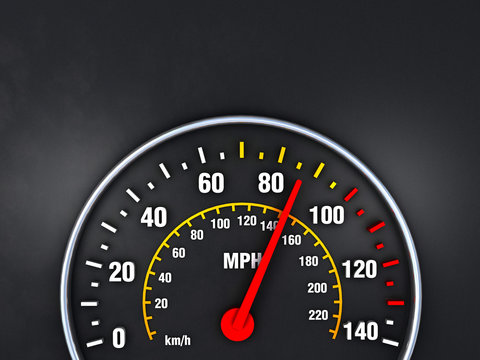 speedometer close up with vibrant colors