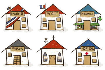 6 croquis de maisons - institutions