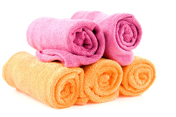 Obraz na płótnie Canvas colorful towels isolated on white background