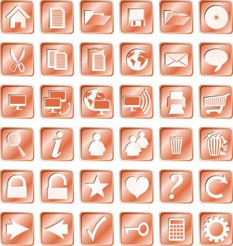 Copper squared web buttons and icons