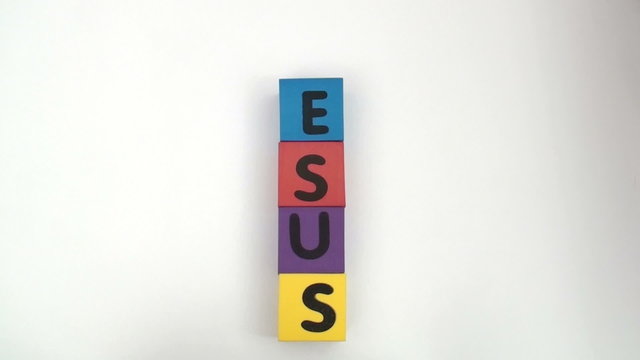 Alphabet blocks spell out JESUS series - HD