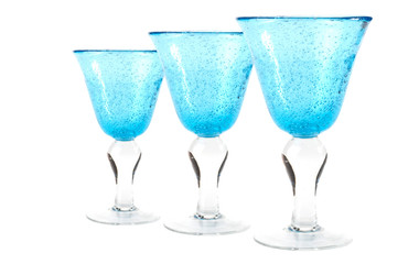 Stock photo of three wine glasses on a white background