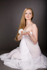 lovely girl  with  crystal  flower