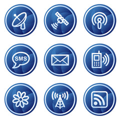 Communication web icons, blue circle buttons series