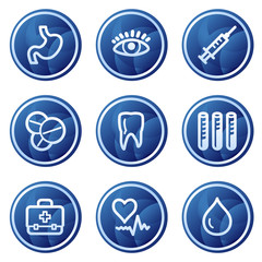Medicine web icons, blue circle buttons series