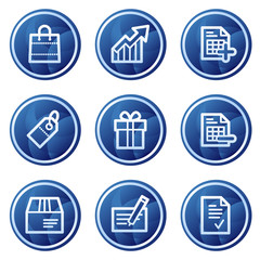 Shopping web icons, blue circle buttons series