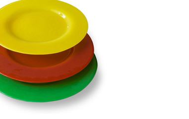 multicolor glass plate isolated on white background