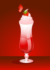 Beautiful tasty cocktail with a cream and fruit