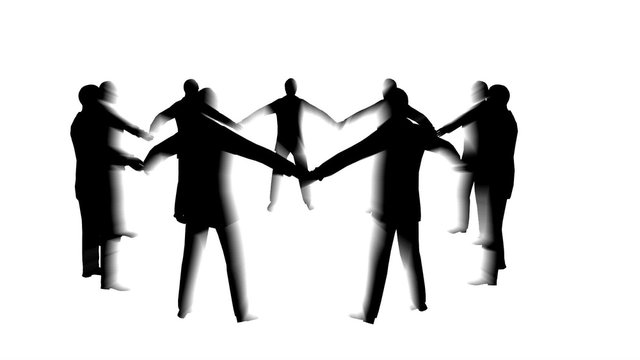 business people collect circle rotating. loop on last seconds