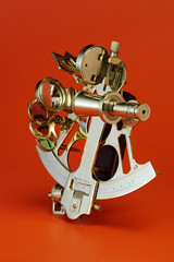 Golden Sextant isolated on Red