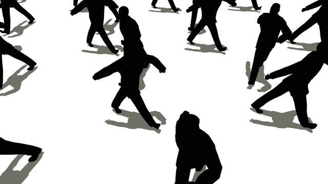 Businessmen march every which way