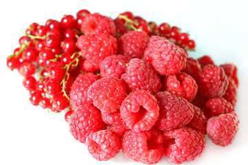 Raspberries and red currants
