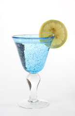 Stock photo of a glass with lemon garnish