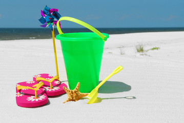 Beach toys in pretty sand