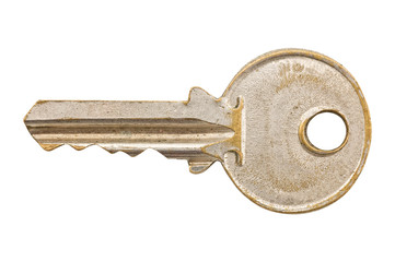 Old metal key isolated