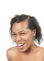 Beautiful african american woman laughing