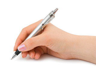 Pen in woman hand