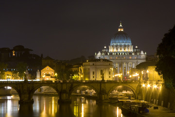 Fototapeta premium Saint Peter's Cathedral by night, Rome