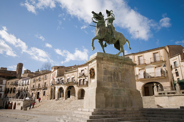 Naklejka premium Mayor Square in Trujillo. Caceres, Spain.