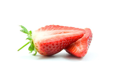 2 half strawberry isolated on white background