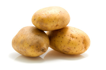 three potato isolated on white background