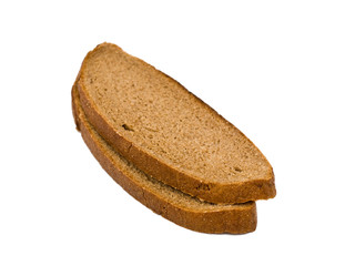 slices of rye bread on white background, isolated