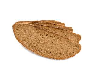 slices of rye bread on white background, isolated