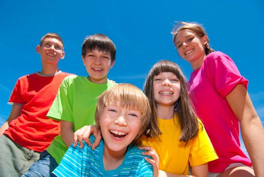 Children in colorful clothes