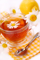 camomile tea in glass