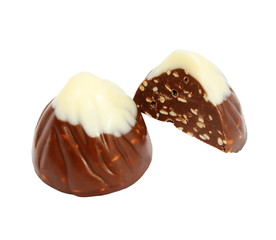 Chocolate sweet a white background