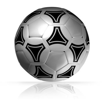 soccer ball on glossy surface. 3D render