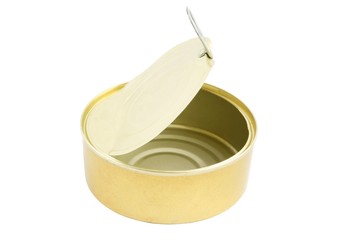 Empty fish can isolated on white