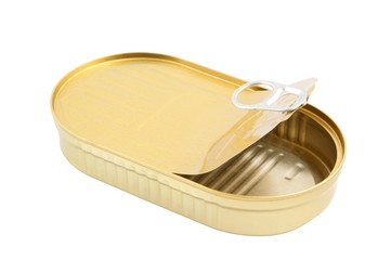 Empty fish can isolated on white