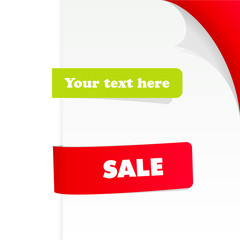 Red and green tag with text. vector art