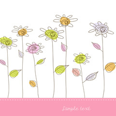 Illustration with simple flowers. Vector art