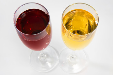 red and white wine