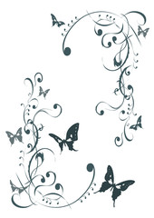 Dekoratives florales Ornament mit Schetterlingen