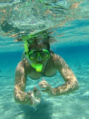 Fototapeta premium women snorkelling