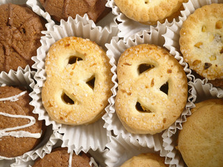 cookies in the cake box as food background