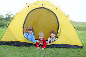 Children in tent