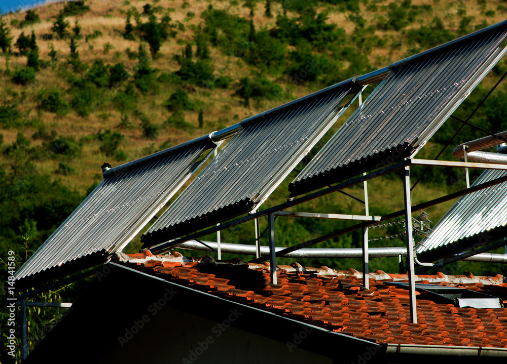 Wall mural solar power from two sun panels