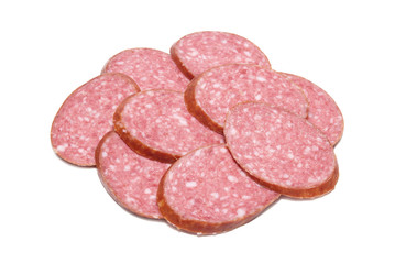 Heap of sliced sausage