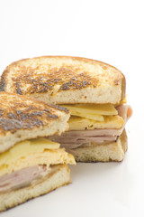 tasty sandwich of ham and cheese omelet