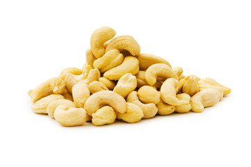 Cashew nuts isolated on the white background