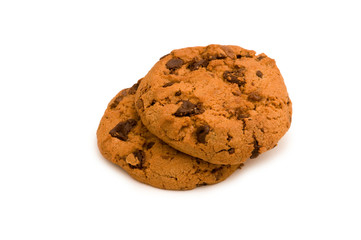Chocolate cookies isolated on the white background