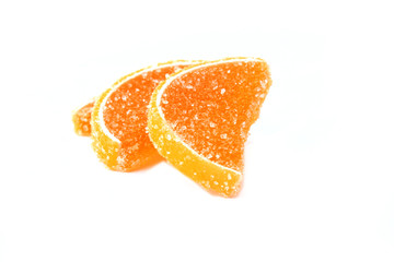 Fototapeta na wymiar Few sliced lemon fruit jelly isolated on white