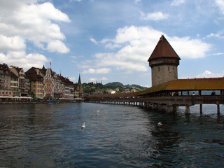 Lucern covered bridge perspective view