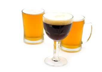 beer assortment on white background