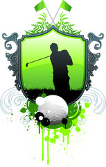 golf player and golf shield illustration